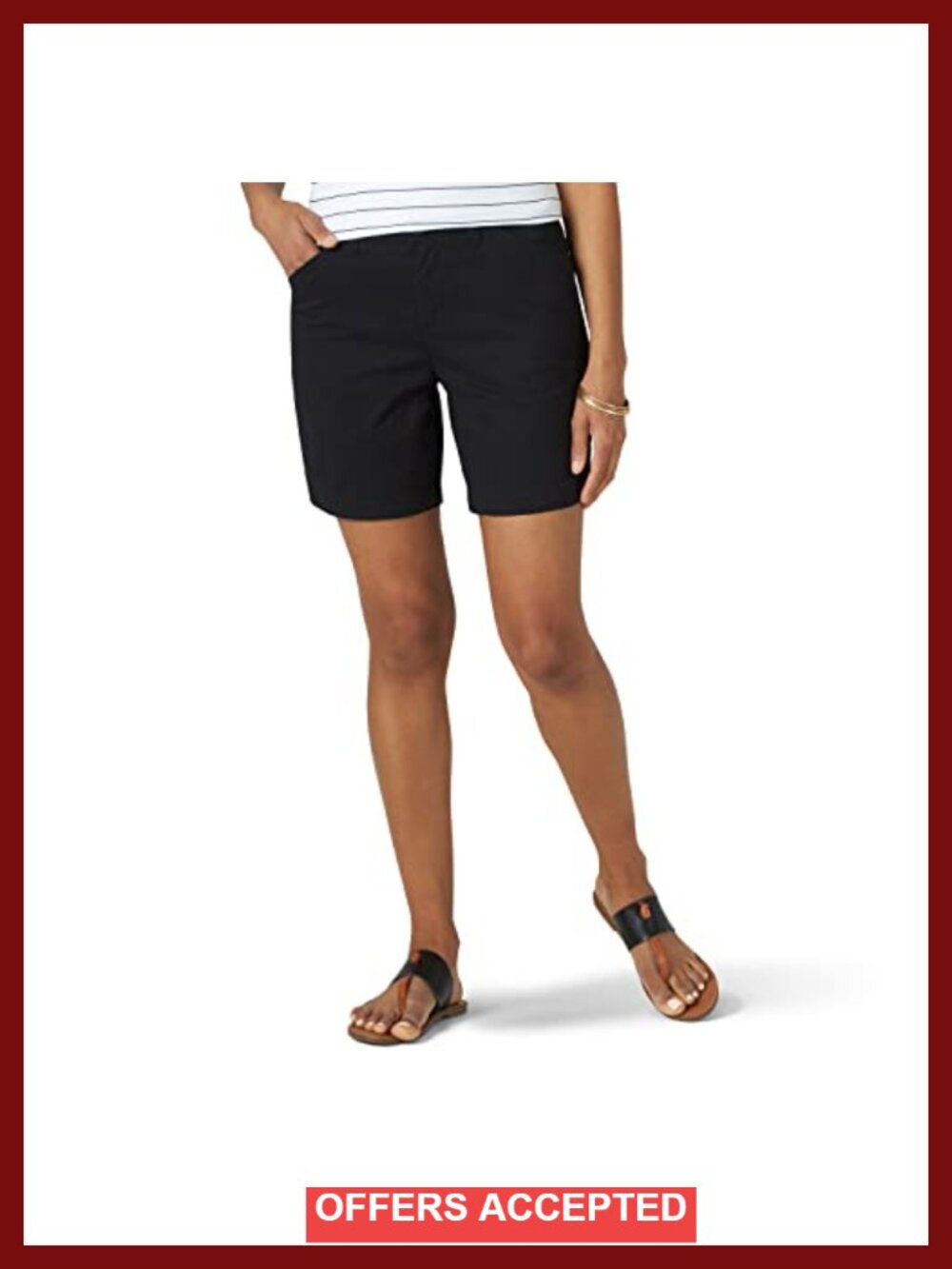 Mid Rise Regular Fit Chino Walkshort with Belt Loops 7" Inseam